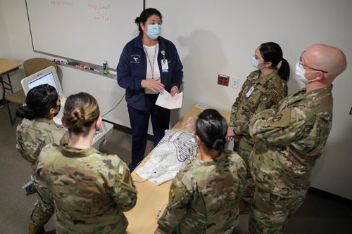 U.S. Air Force Airmen receive instructions during an electrocardiography training session at Lawrence General Hospital. (U.S. Army photo by Spc. Daniel Thompson) 7047580.jpg